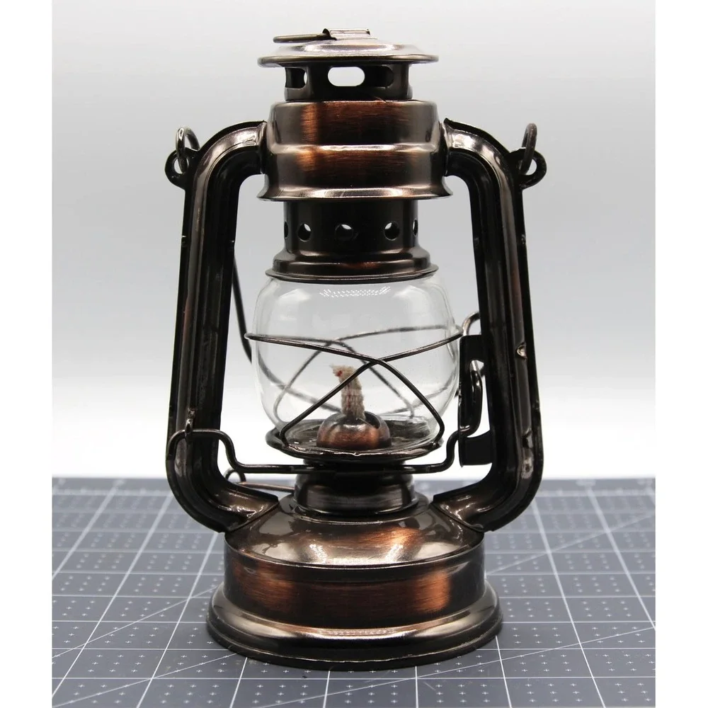 Vintage Style Copper Hurricane Lantern Oil Lamp Rustic Home Decor 9.5 Inch